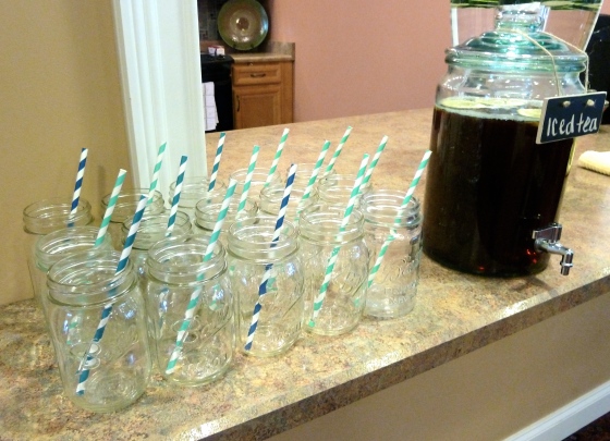 mason jars paper straws bridal shower